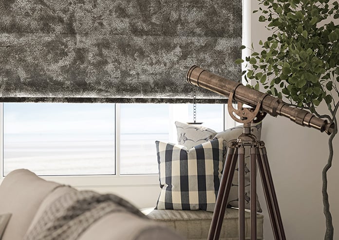 Cyrus Crushed Velvet, Moonlight - Motorised Roman Blind - Image 5